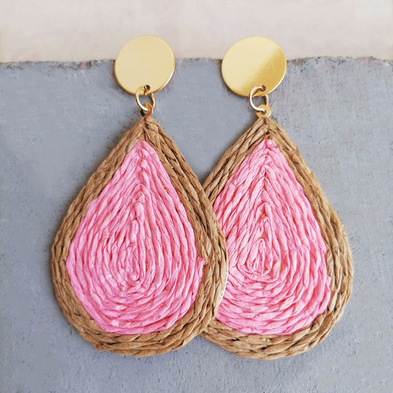 Raffia Grass Teardrop Earrings - House of Barvity