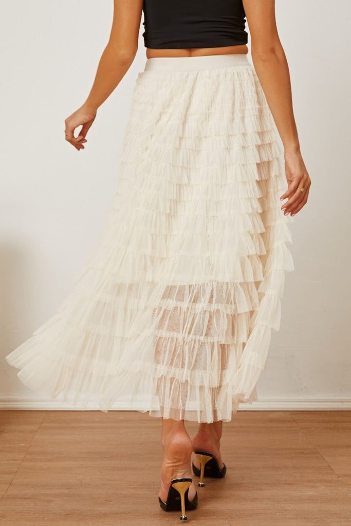 Ruched High Waist Tiered Skirt - House of Barvity