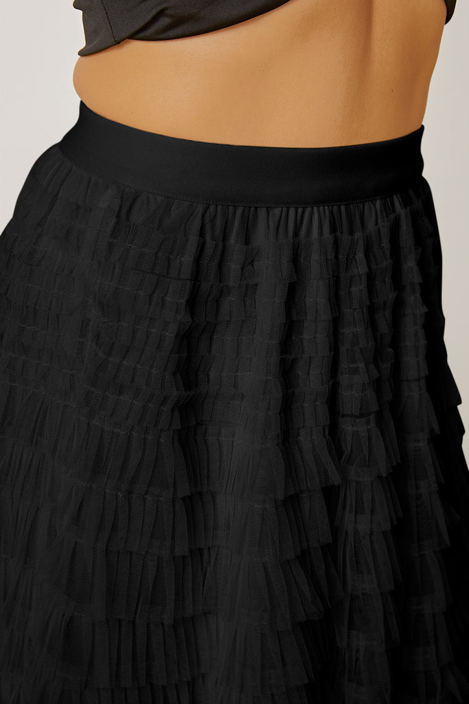 Ruched High Waist Tiered Skirt - House of Barvity