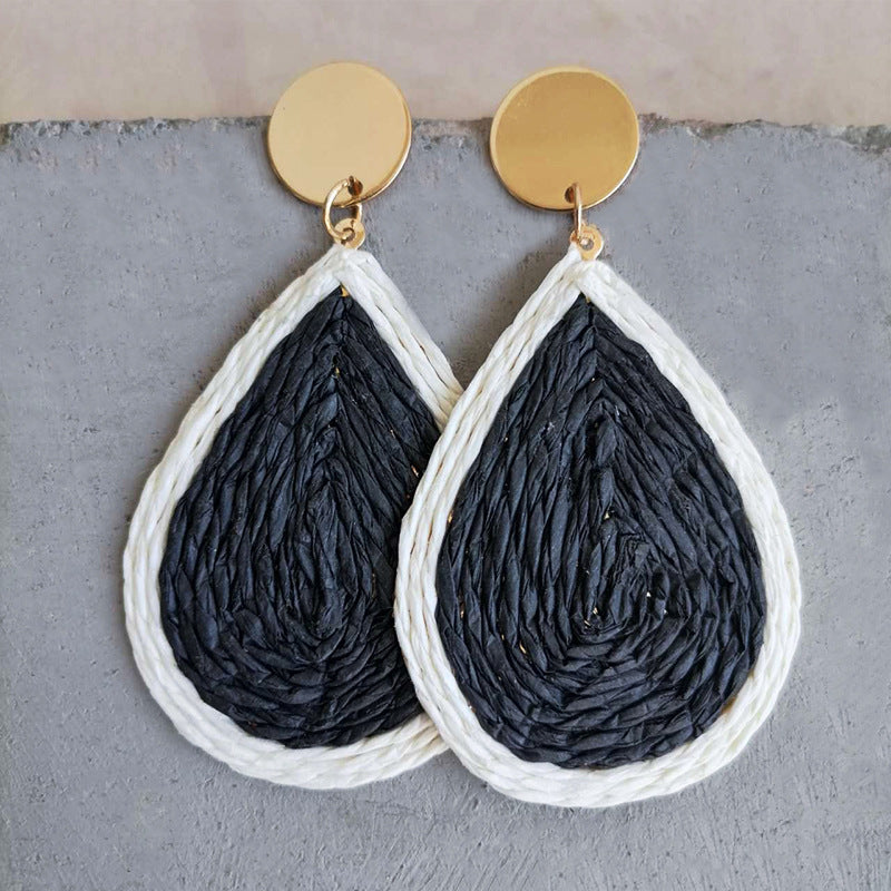 Raffia Grass Teardrop Earrings - House of Barvity