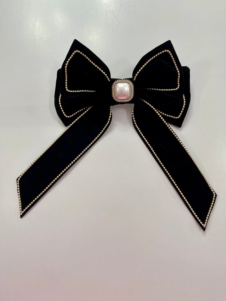 Velvet Hair Bow Barrette - House of Barvity