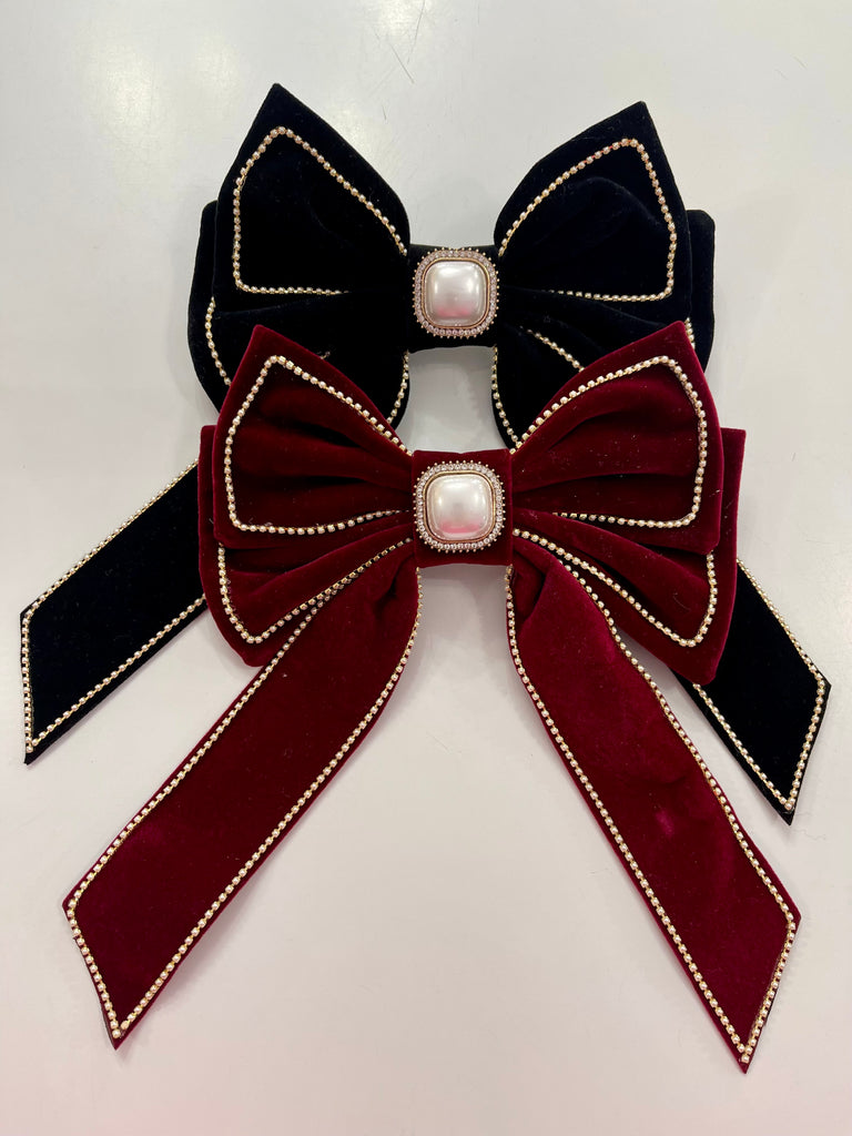 Velvet Hair Bow Barrette - House of Barvity