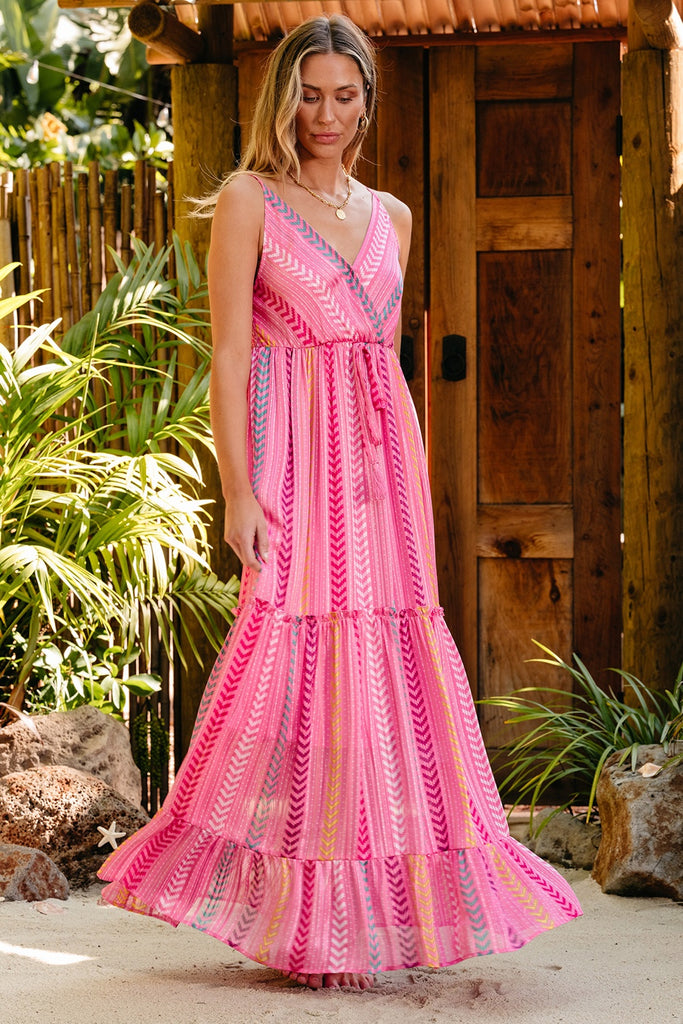 Pink Summer Maxi Cami Dress - House of Barvity