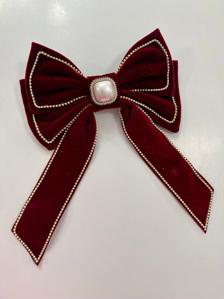 Velvet Hair Bow Barrette - House of Barvity