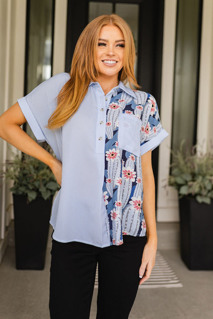 Best Of Both Worlds Button Down Top - House of Barvity