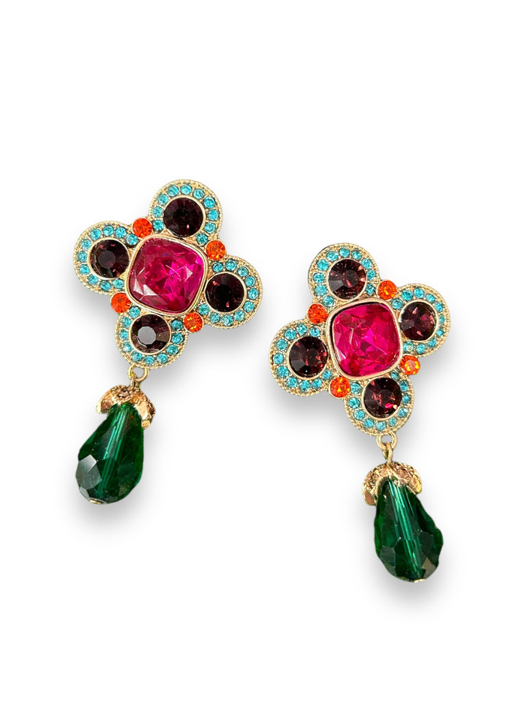 Multi Gem Glam Earrings - House of Barvity