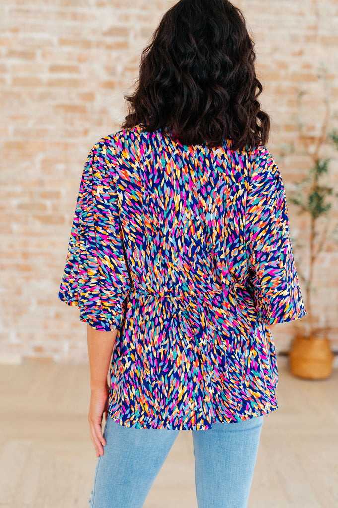 Dreamer Peplum Top in Painted Royal Multi - House of Barvity