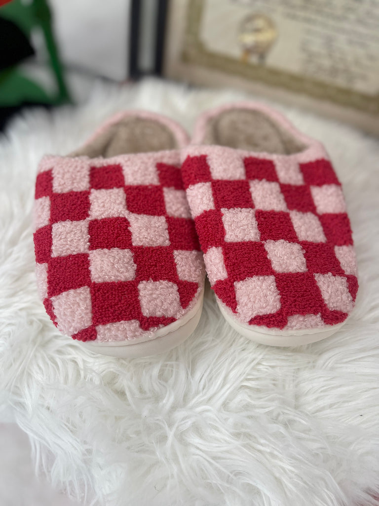 Pink Checkered Slippers - House of Barvity