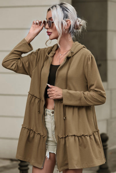 Khaki Zipper Dress - House of Barvity