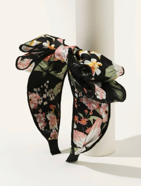 Floral Night Bow Headband - House of Barvity