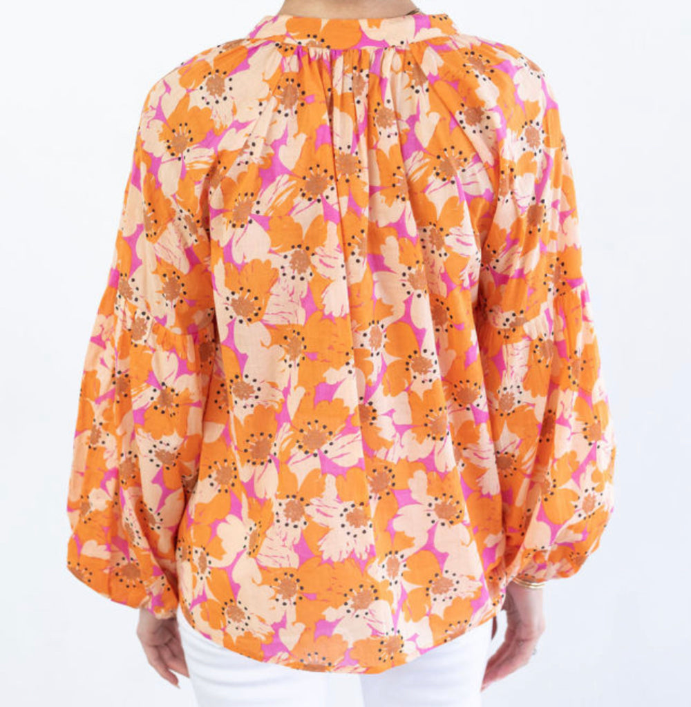 Orange Floral Blouse - House of Barvity