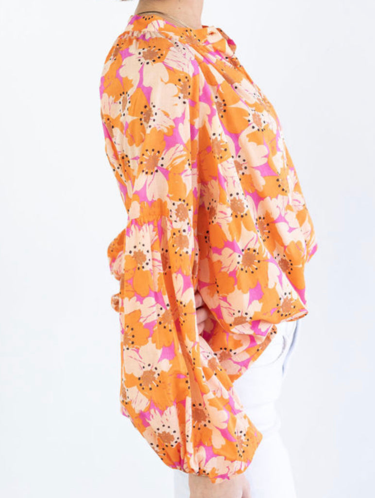 Orange Floral Blouse - House of Barvity