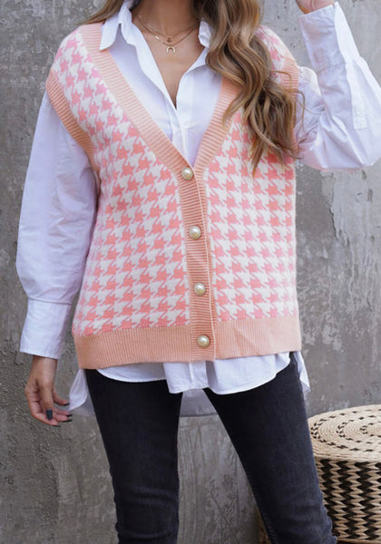 Houndstooth Pink Vest - House of Barvity