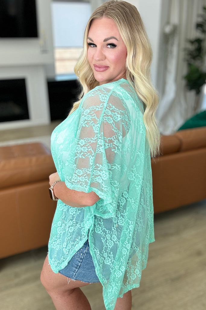 Good Days Ahead Lace Kimono In Mint - House of Barvity