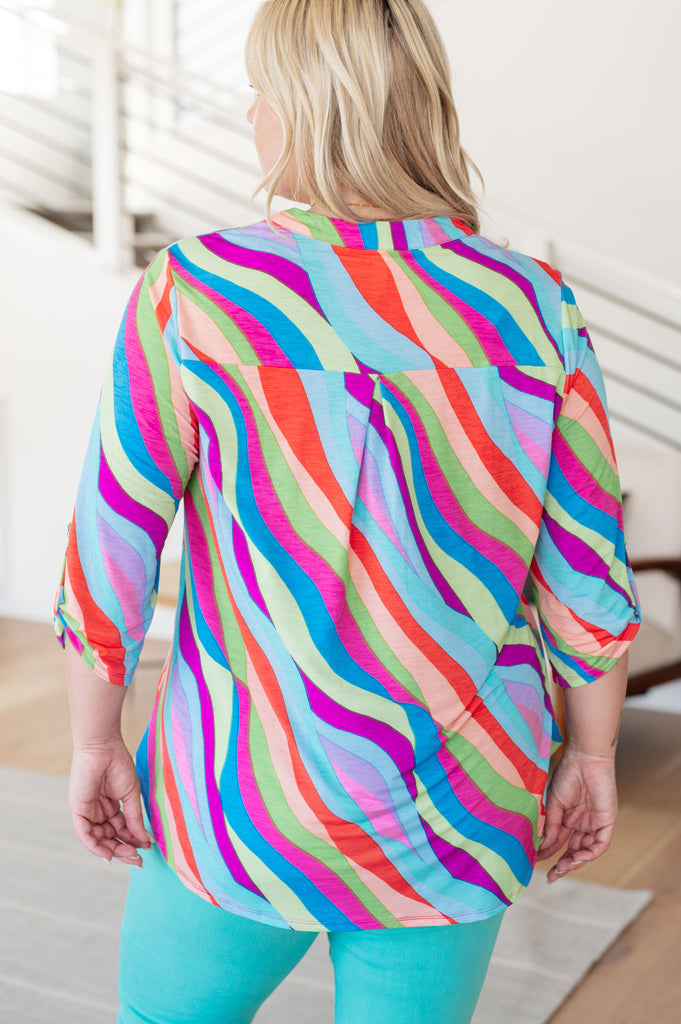 Lizzy Top in Multi Mod Stripe - House of Barvity