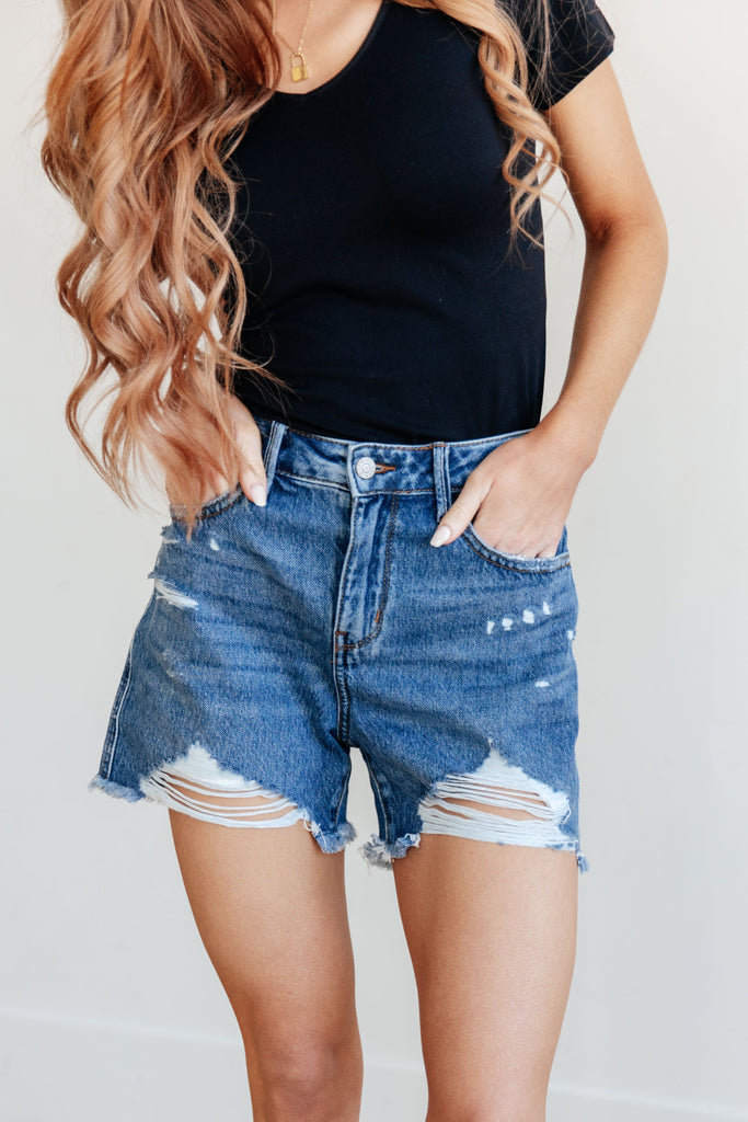 Samantha High Rise Rigid Magic Distressed Cutoff Shorts - House of Barvity