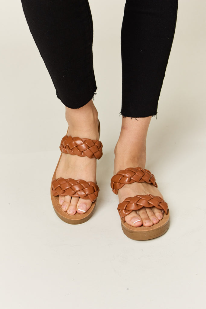 WILD DIVA Woven Dual Band Platform Sandals - House of Barvity
