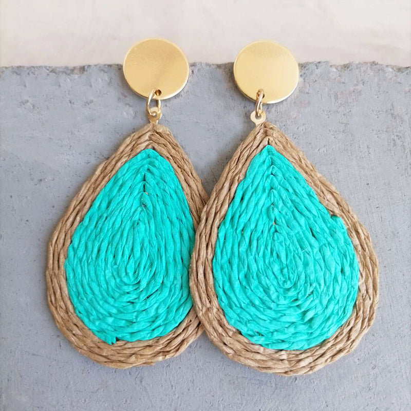 Raffia Grass Teardrop Earrings - House of Barvity