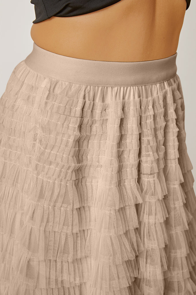 Ruched High Waist Tiered Skirt - House of Barvity