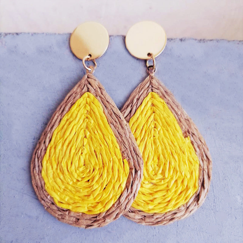 Raffia Grass Teardrop Earrings - House of Barvity