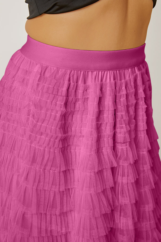 Ruched High Waist Tiered Skirt - House of Barvity