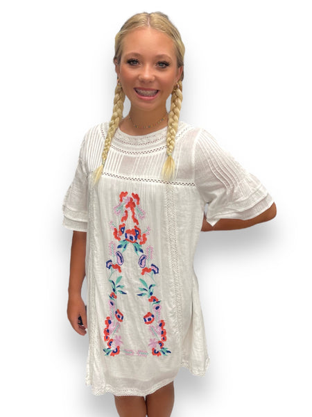 Hive Floral White Dress - House of Barvity