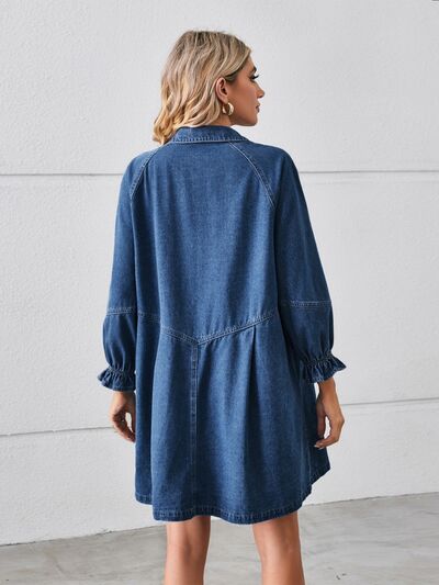 Button Up Mini Denim Dress - House of Barvity