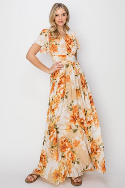 Floral Slit Maxi Dress - House of Barvity