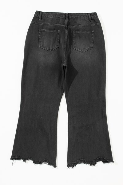 Distressed Raw Hem Jeans with Pockets - House of Barvity