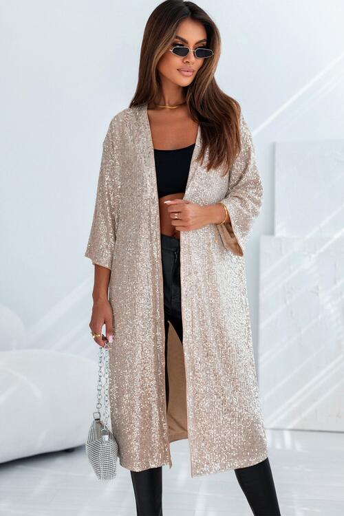 Sequin Open Front Duster Cardigan - House of Barvity