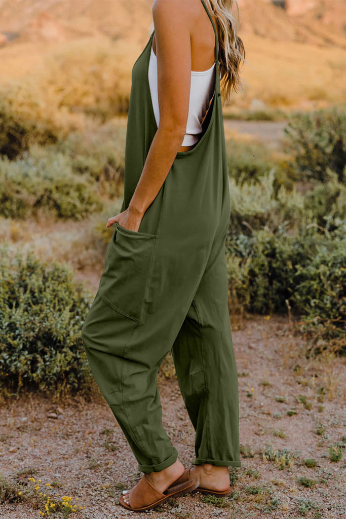 Double Take  V-Neck Sleeveless Jumpsuit with Pocket - House of Barvity