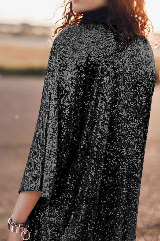 Sequin Open Front Duster Cardigan - House of Barvity