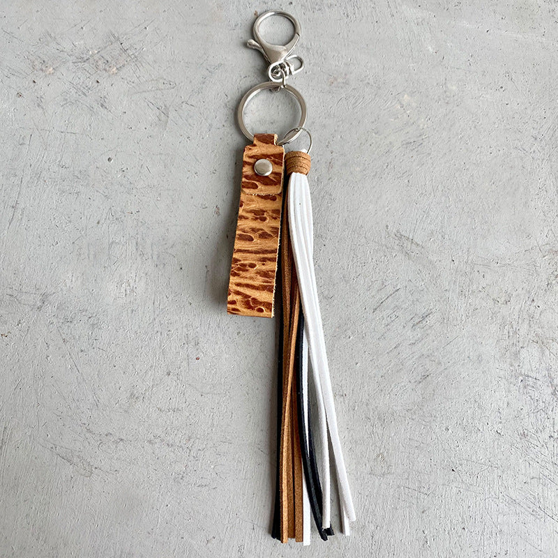 Genuine Leather Tassel Keychain - House of Barvity