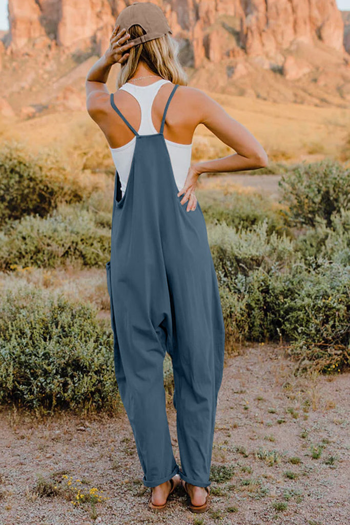 Double Take  V-Neck Sleeveless Jumpsuit with Pocket - House of Barvity