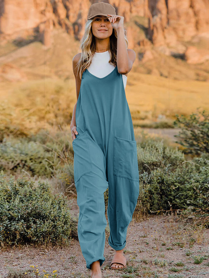 Double Take  V-Neck Sleeveless Jumpsuit with Pocket - House of Barvity