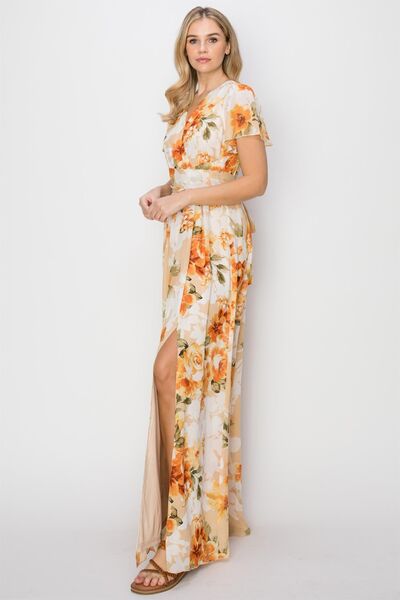 Floral Slit Maxi Dress - House of Barvity