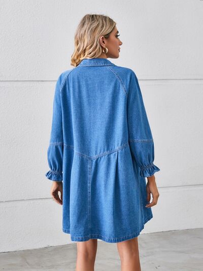 Button Up Mini Denim Dress - House of Barvity