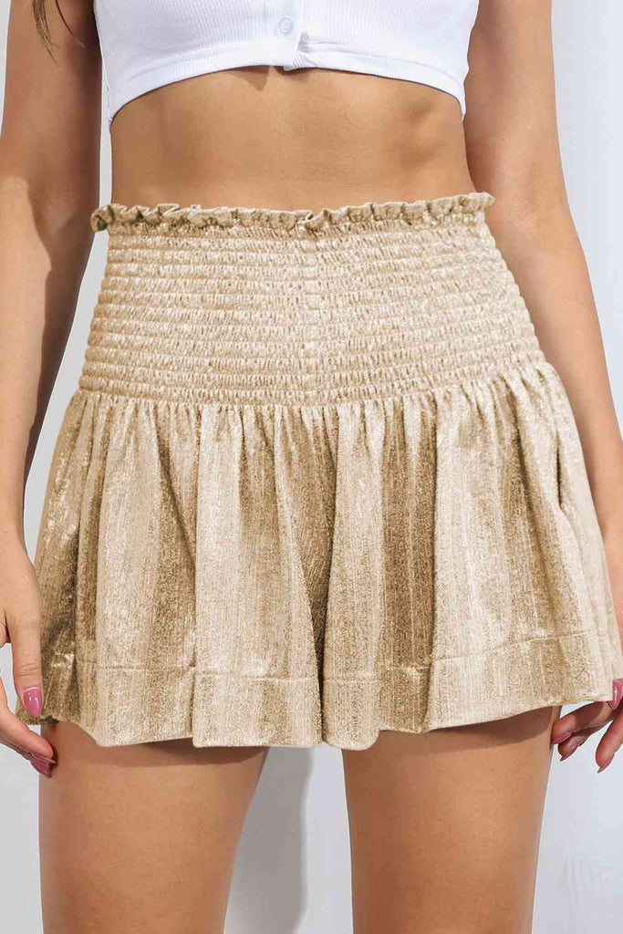 Glitter Smocked High-Waist Shorts - House of Barvity