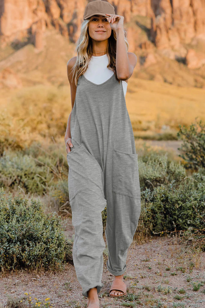 Double Take  V-Neck Sleeveless Jumpsuit with Pocket - House of Barvity