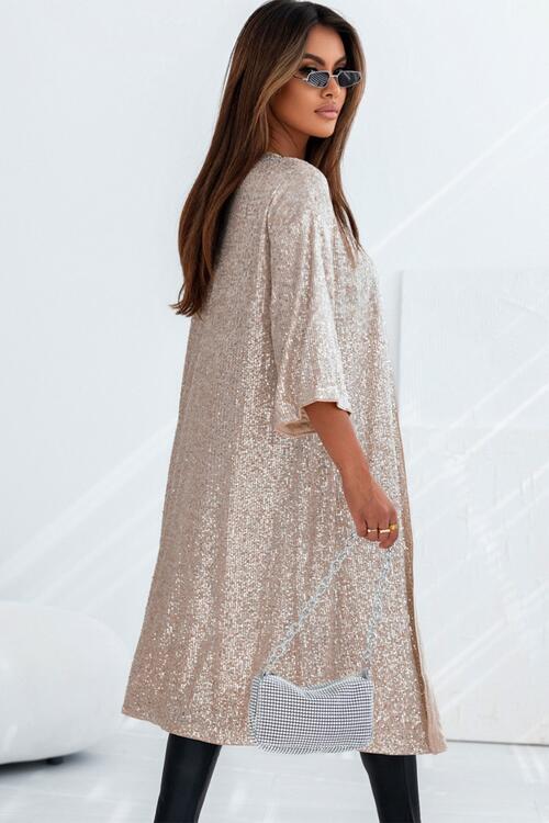 Sequin Open Front Duster Cardigan - House of Barvity