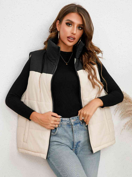 Two-Tone Zip-Up Vest - House of Barvity