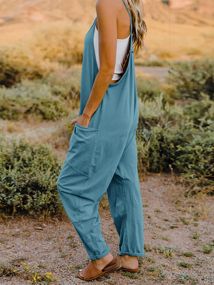 Double Take  V-Neck Sleeveless Jumpsuit with Pocket - House of Barvity