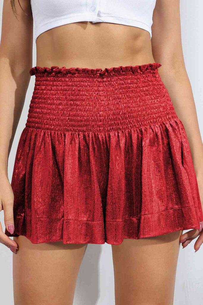 Glitter Smocked High-Waist Shorts - House of Barvity