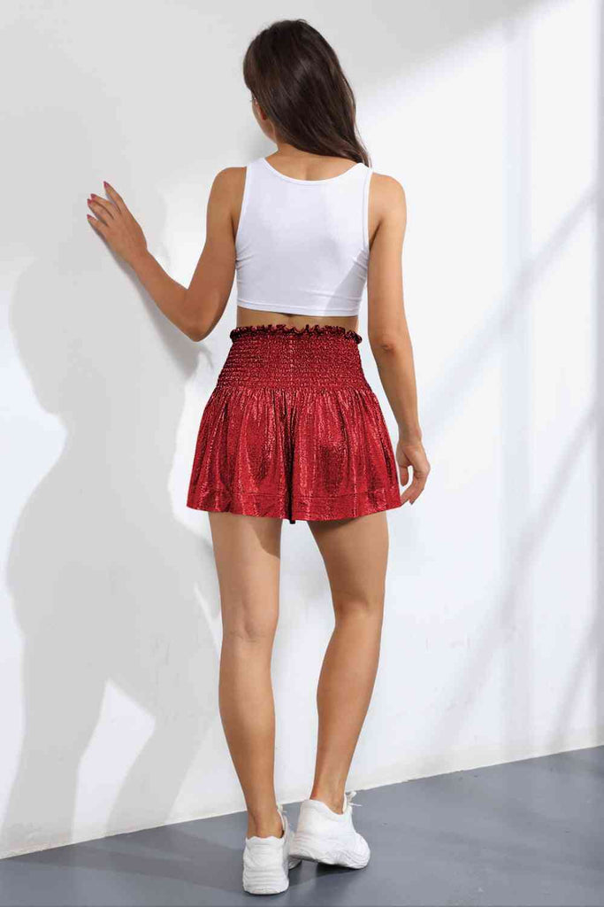 Glitter Smocked High-Waist Shorts - House of Barvity