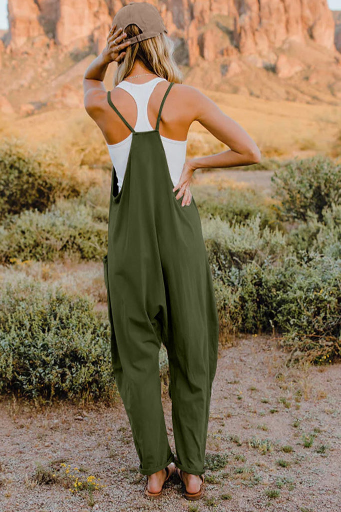 Double Take  V-Neck Sleeveless Jumpsuit with Pocket - House of Barvity