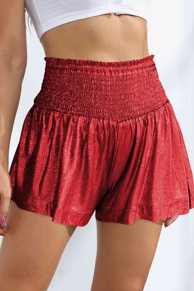 Glitter Smocked High-Waist Shorts - House of Barvity