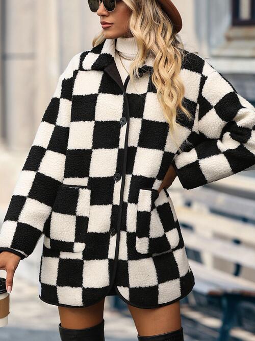 Checkered Button Front Jacket - House of Barvity