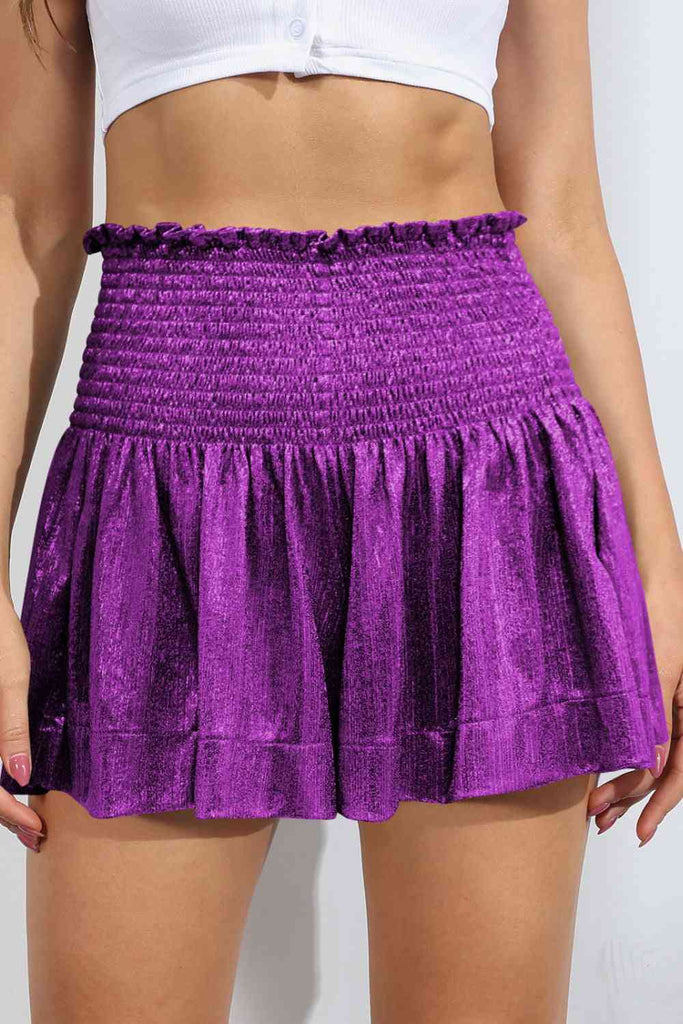 Glitter Smocked High-Waist Shorts - House of Barvity