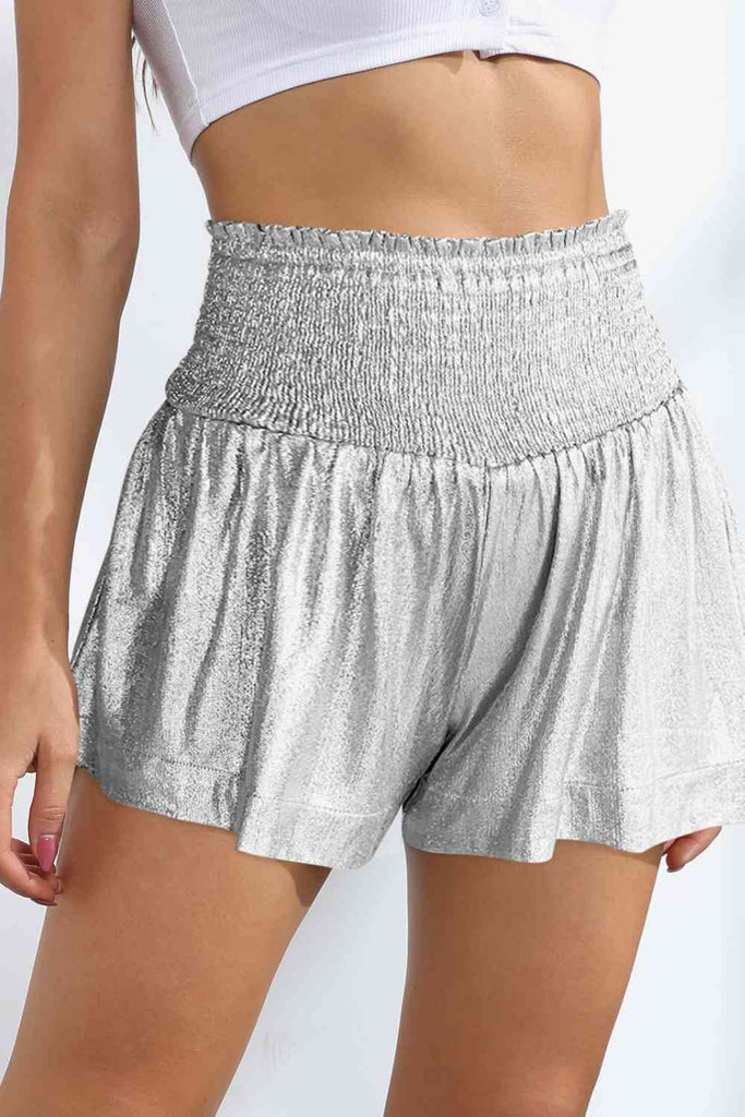 Glitter Smocked High-Waist Shorts - House of Barvity