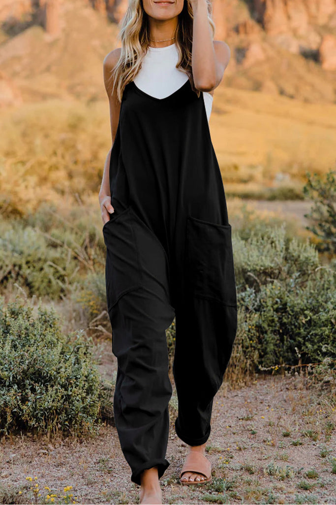 Double Take  V-Neck Sleeveless Jumpsuit with Pocket - House of Barvity